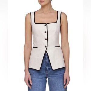 NWT Bagatelle Collection Black and Cream Square Neck Vest Size XS